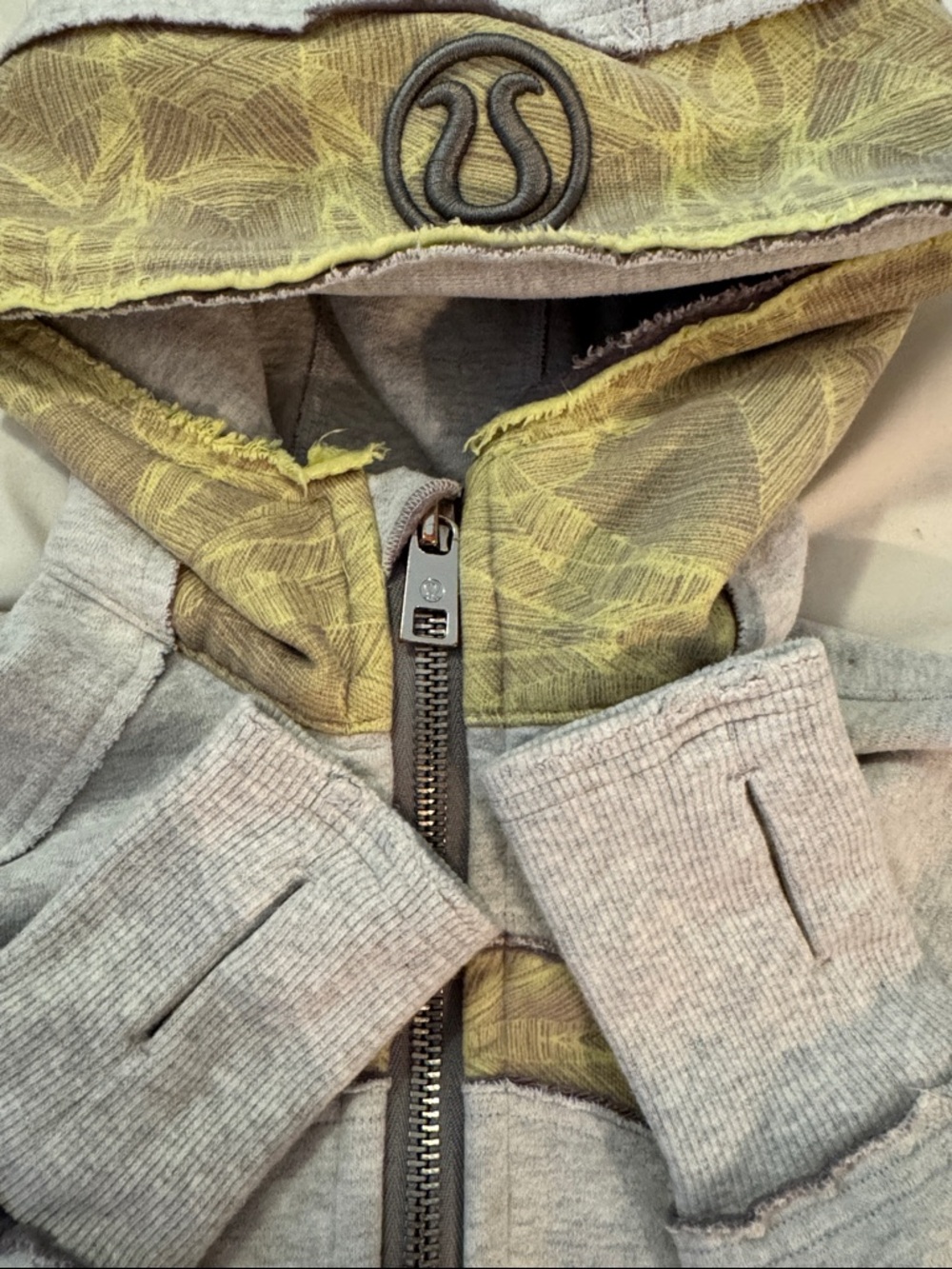 lululemon athletica Gray and Yellow Hooded Zip Sweater - Picture 2 of 4